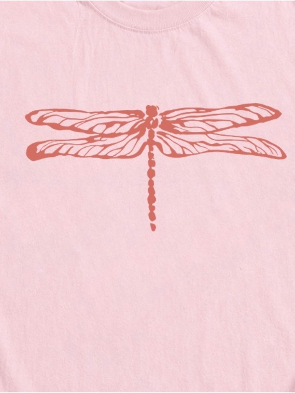 Gildan Pink T-Shirt with Coral Dragonfly Graphic - Picture 2 of 3